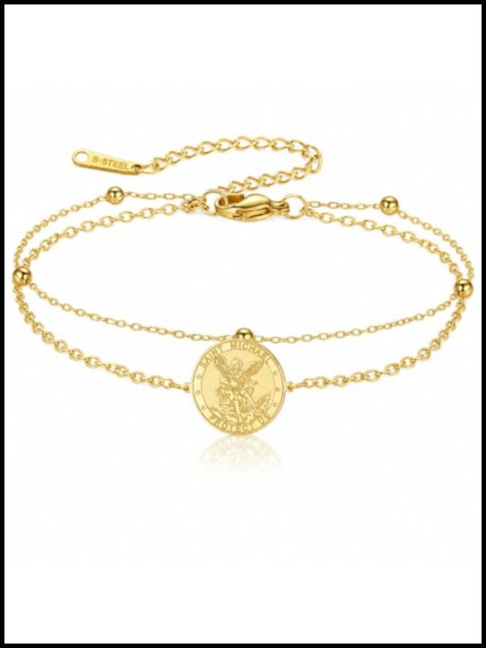 St Dymphna Charm Bracelet for Women Gold Layered Catholic Religious Jewelry